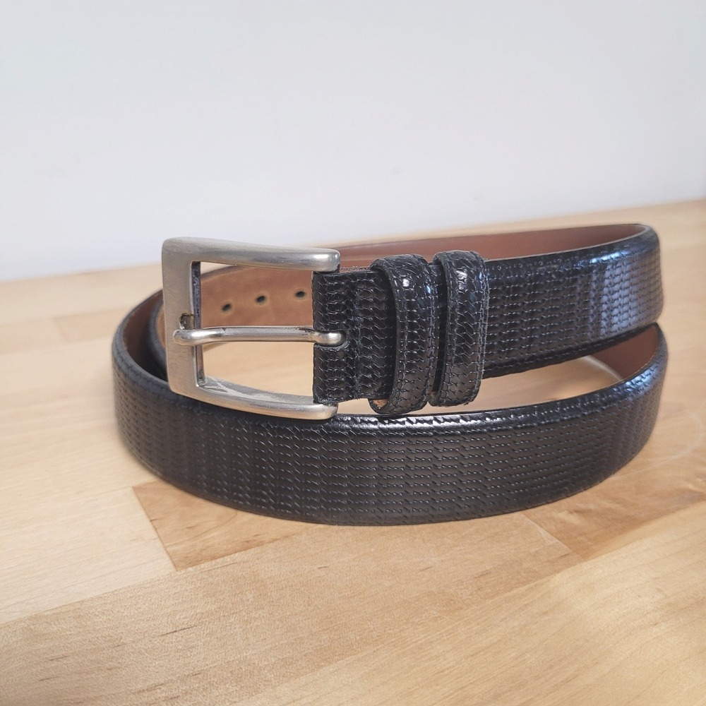 Burberry London Belt Mens 36 / 90 Black Lizard Embossed Leather Made in Italy